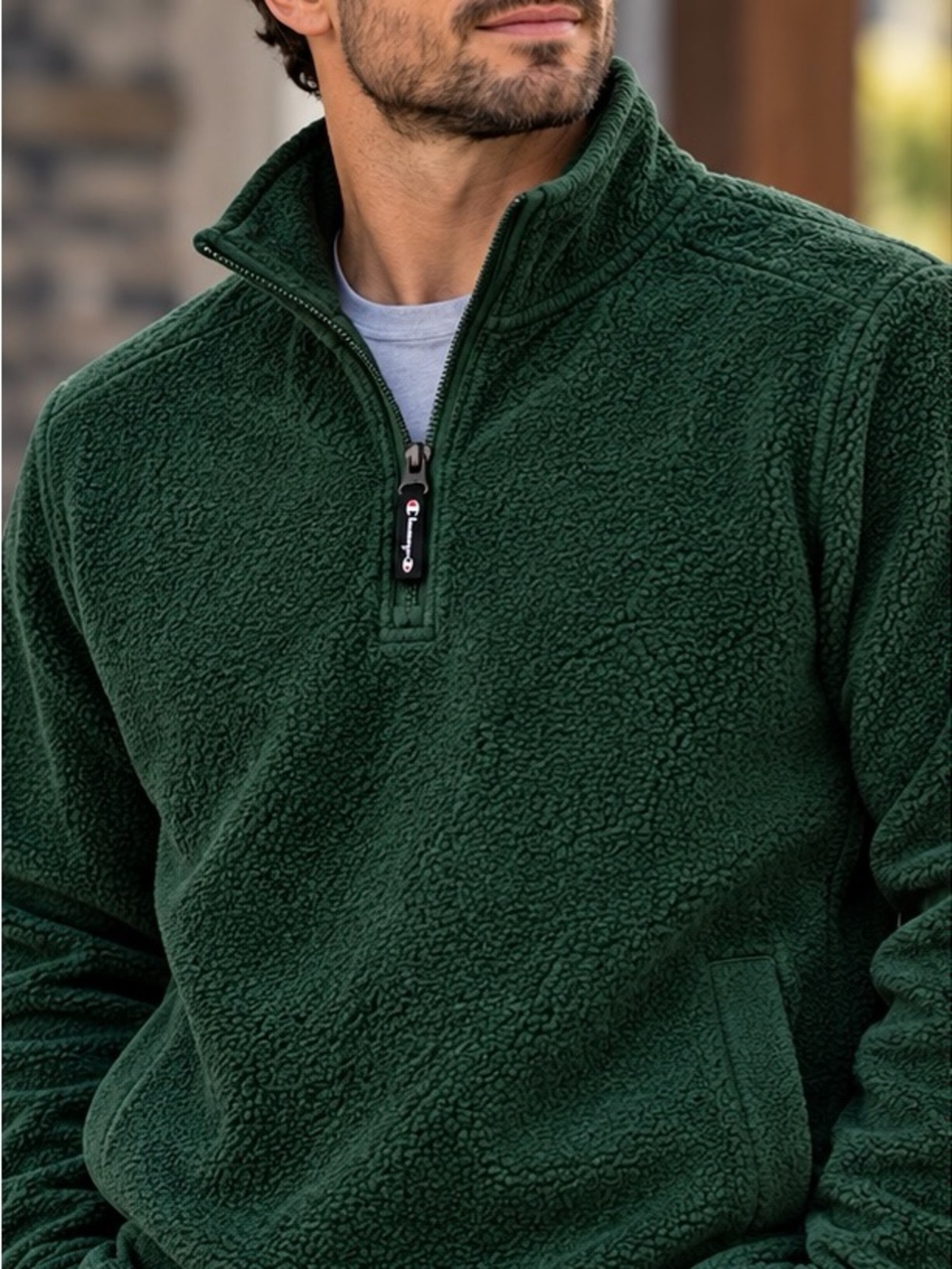 NWT Champion Men’s Micro Fleece 1/4 Zip Pullover Pine Grove Green XXL